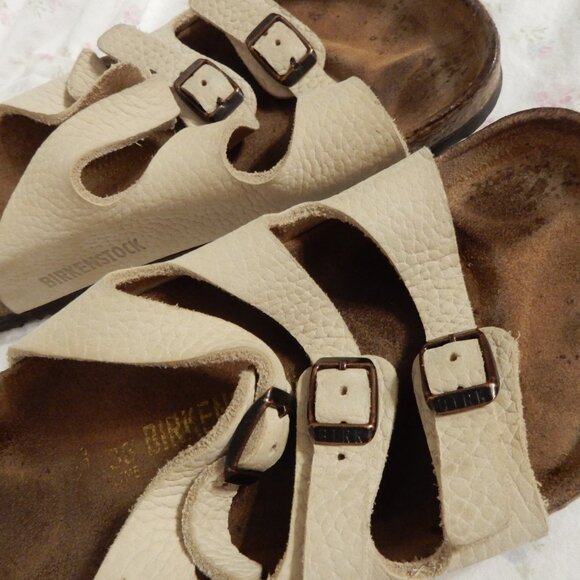 Birkenstock Florida 38 cream pebbled soft leather 7 7.5 8 women's vintage VGC - Picture 11 of 11